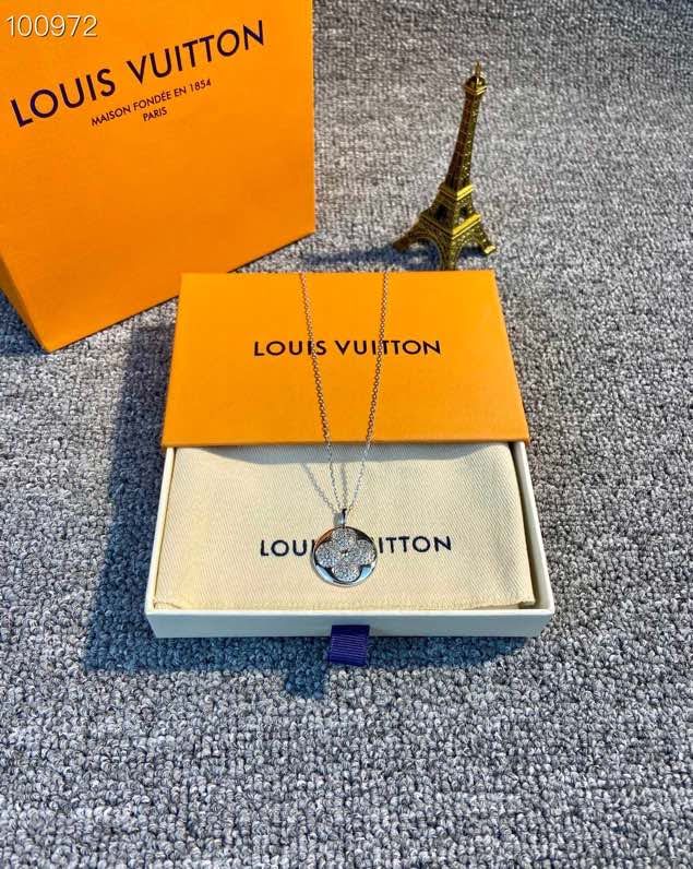 Louis Vuitton新款飾品 路易威登圓型四葉草項鏈 LV四葉草滿鑽可調節鎖骨鏈  zglv2222